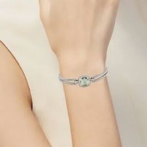 AUTH.EXCELLENT CONDITION, DAVID YURMAN PRALOSITE & DIAMOND SILVER BRACELET 6.25”